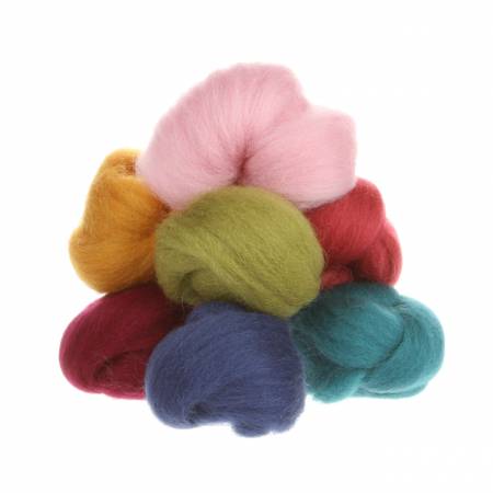 Wistyria Editions: 8 piece 12" Wool Roving in Jewel Tones