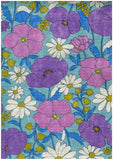 Cotton Dobby Cloth: Sopo Retro Flowers in Teal