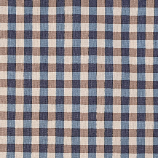 Linnea Basic Cotton Oxford: Gingham in Blue/Taupe