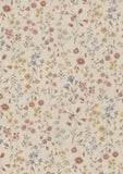 Cotton Linen Sheeting: Antique Flowers in Pink and Yellow