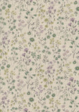 Cotton Linen Sheeting: Antique Flowers in Green