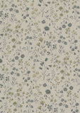 Cotton Linen Sheeting: Antique Flowers in Muted Green