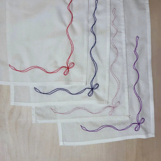 Plum Diddle - Hand Embroidered Bow Napkins DIY Kit