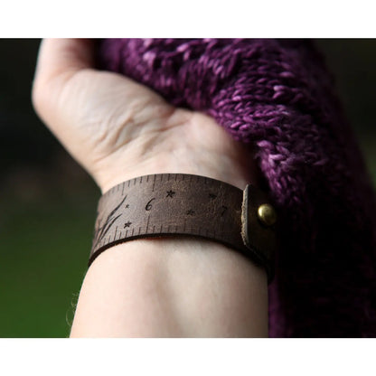 Luna Moth Leather Ruler Cuff with Bronze Stud For Crafting