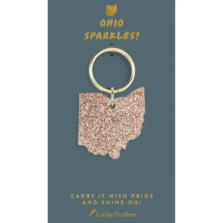 Lucky Feather: Glitter Ohio Keychain