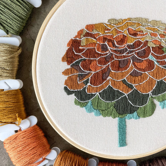 Embroidery Kit by Kate Wyatt Fine Art: Zinnia No. 2