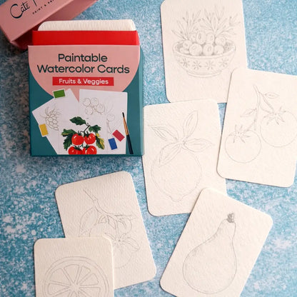 Paintable Watercolor Cards: Fruits and Veggies