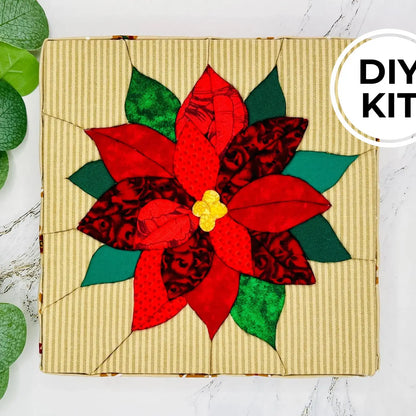 Poinsettia Kinusaiga Craft Kit - No-Sew Quilting Fabric Art