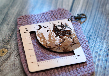 Baba Yaga Forest House Swatch Ruler - Maple Wood with Bronze Clasp