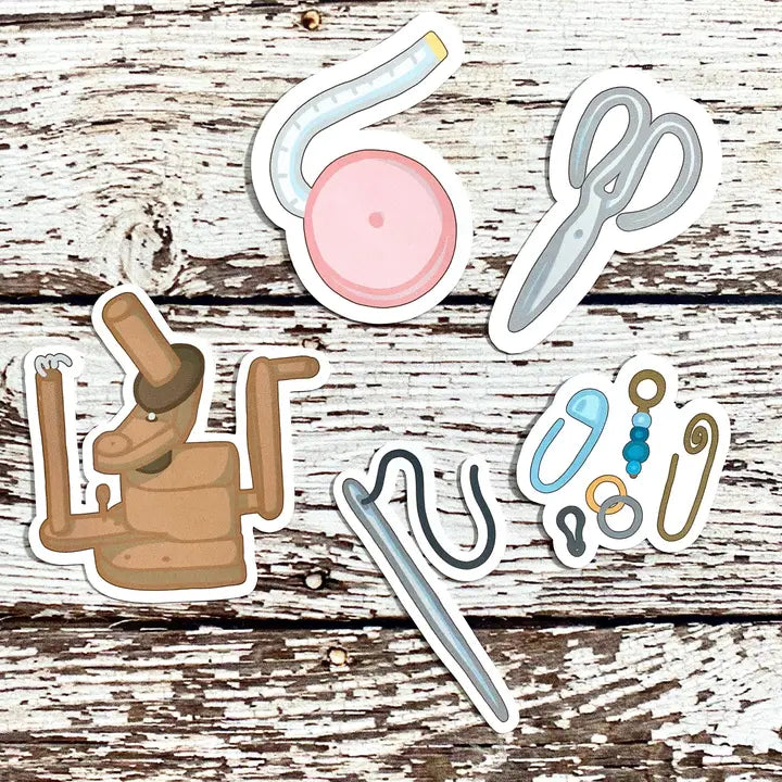 Knit and Crochet Tools Sticker Pack