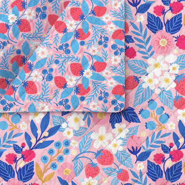 Pre-Quilted Fabric: Berries & Blossoms in Pink
