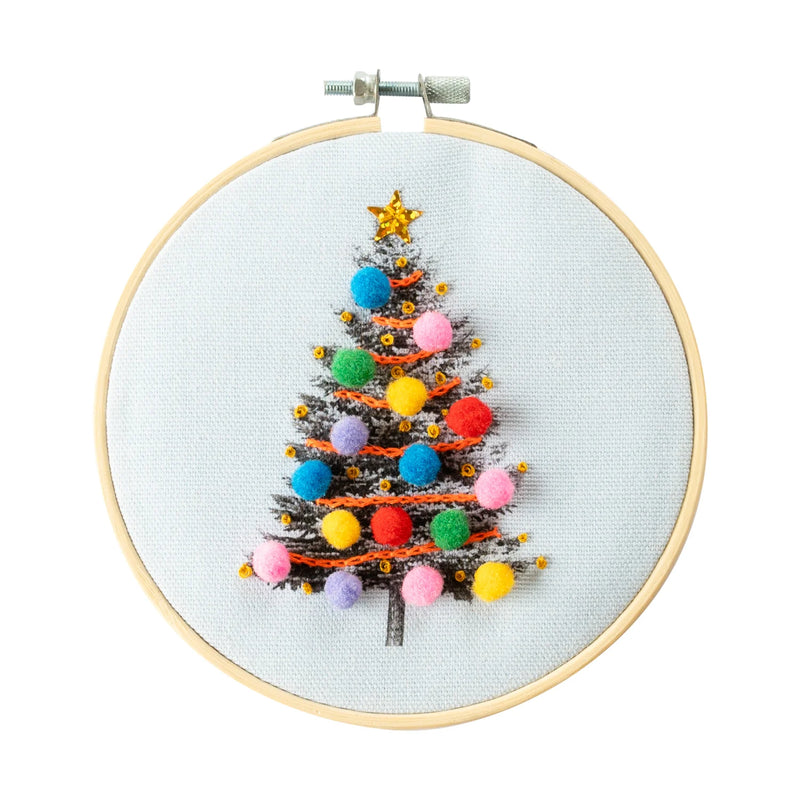 Christmas Tree Embroidery Kit - Light Blue