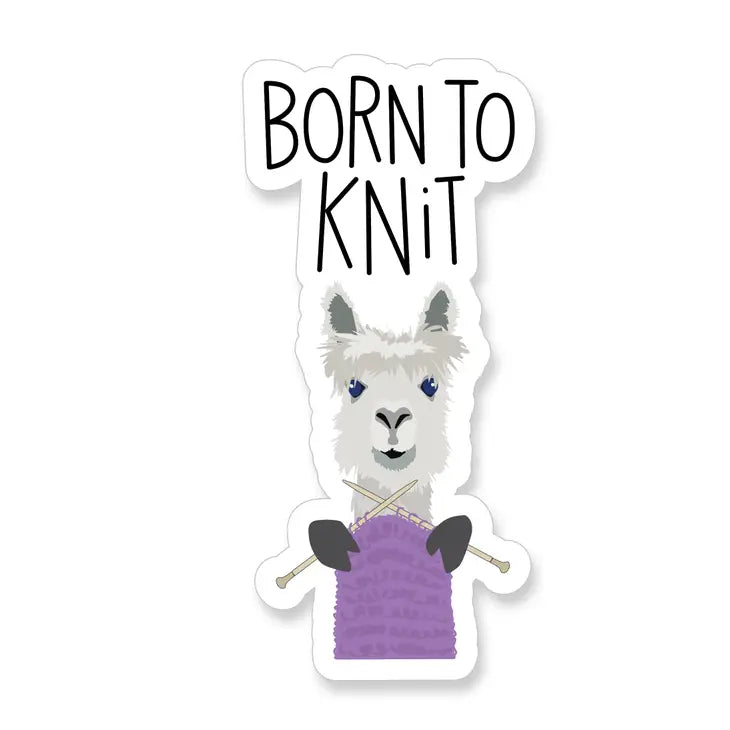 Born to Knit Alpaca Vinyl Sticker