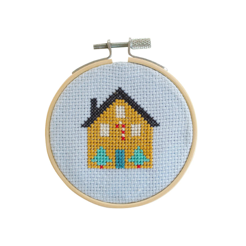 Christmas House Cross Stitch Blue