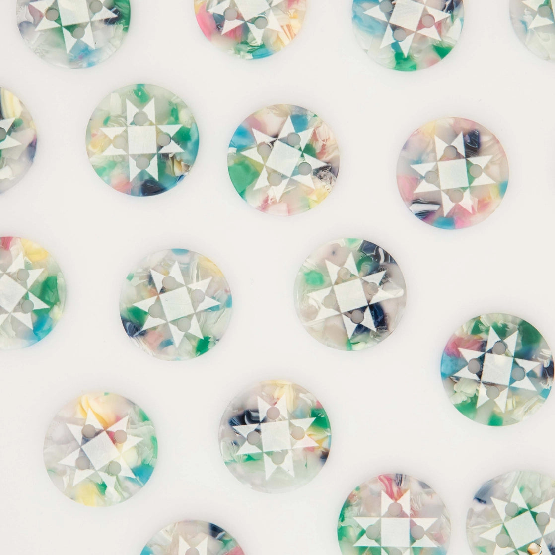 Sarah Hearts Labels: Confetti Quilt Star Buttons - Multiple Sizes
