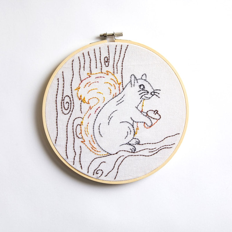 Un-kit Embroidery Canvas - Squirrel