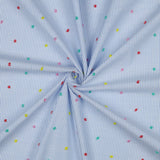 Cotton Stripes Dobby in Blue & Multi Dots