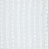Embroidered Scallop Cotton: Floral Wallpaper Stripe in White