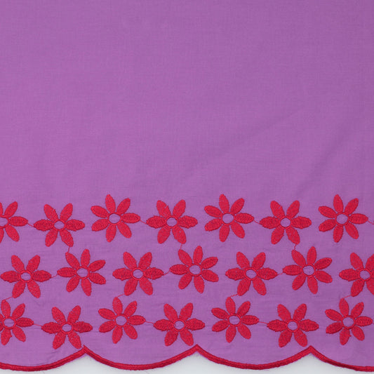 Cotton Scalloped-Edge with Embroidered Flowers (1-Sided Border)