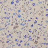 Cotton Linen Sheeting: Antique Flowers in Blue