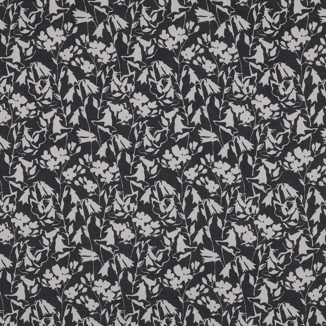 Cotton Voile Floral Print in Black