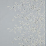 Cotton Voile with Embroidered Flowers in White