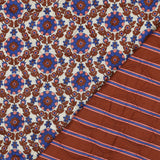 Quilted Cotton Voile Floral Print in Caramel & Cobalt