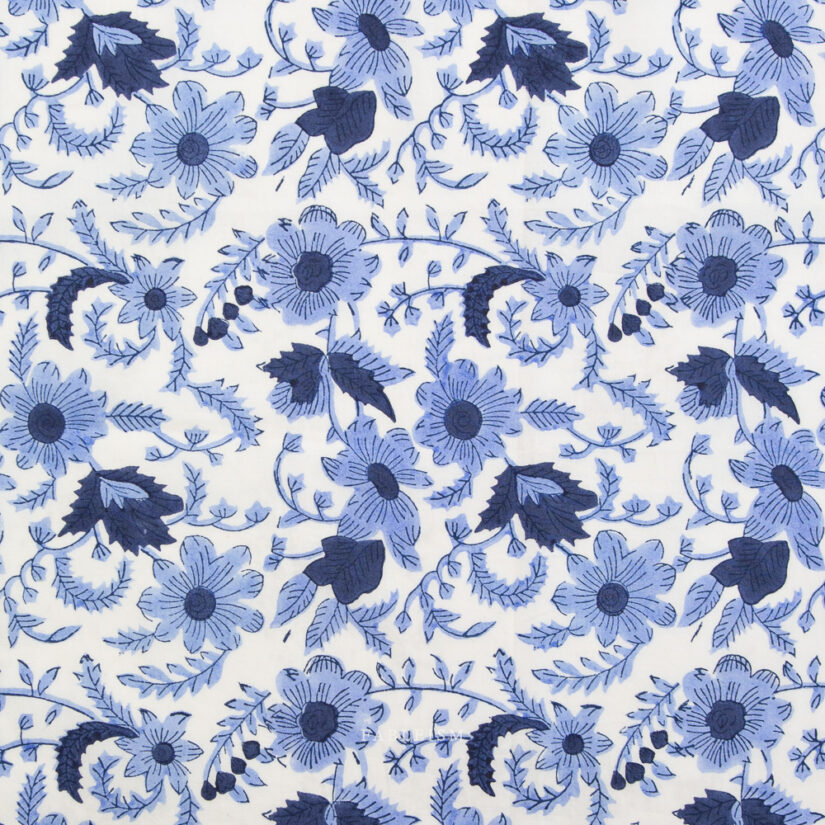 Indian Block Prints: Country Floral in Blue