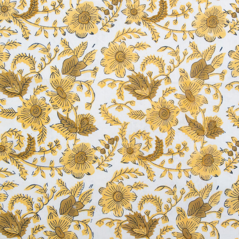 Indian Block Prints: Country Floral in Yellow