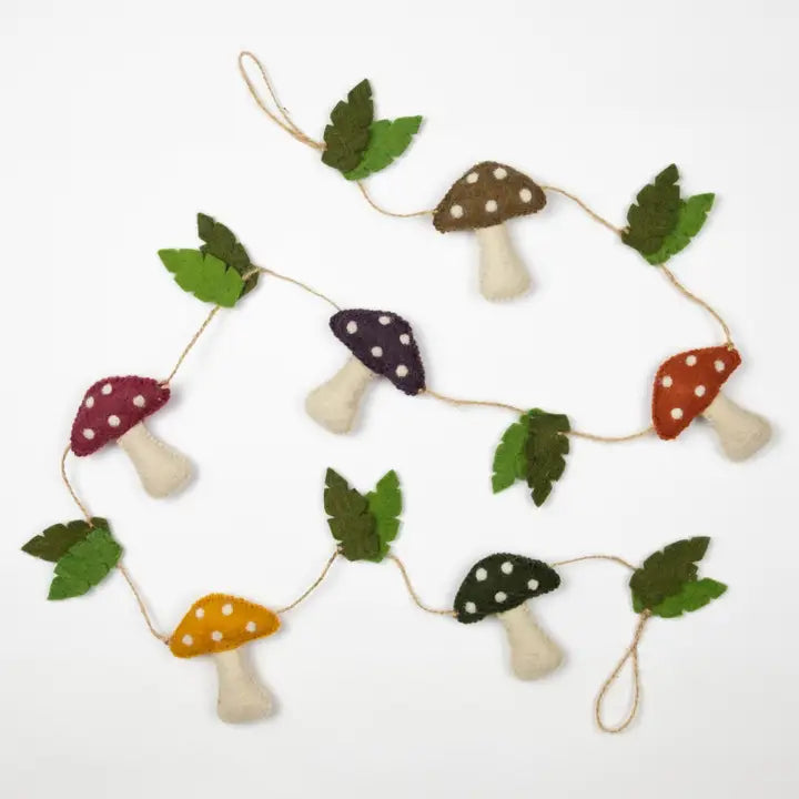 Winding Road: Multi-colored Mushroom Felt Garland