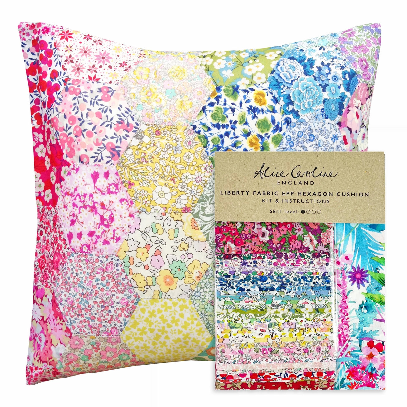 Liberty Tana Lawn EPP Hexagon Cushion Kit - Mixed Colours