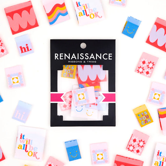 Renaissance Ribbons: Playful Woven Label Pack (8pcs)