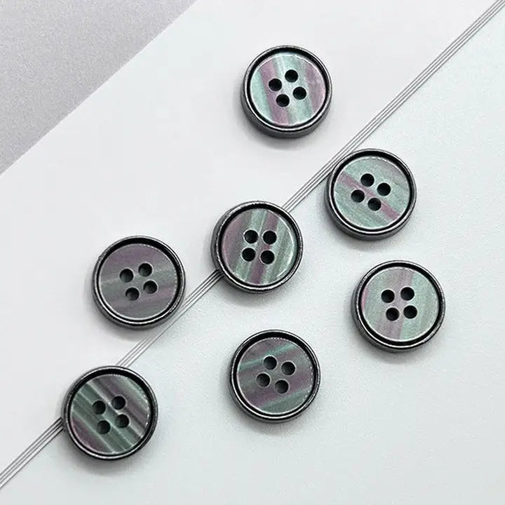 Iridescent-Inlay 4-Hole Buttons (10.8mm), Pack of 10