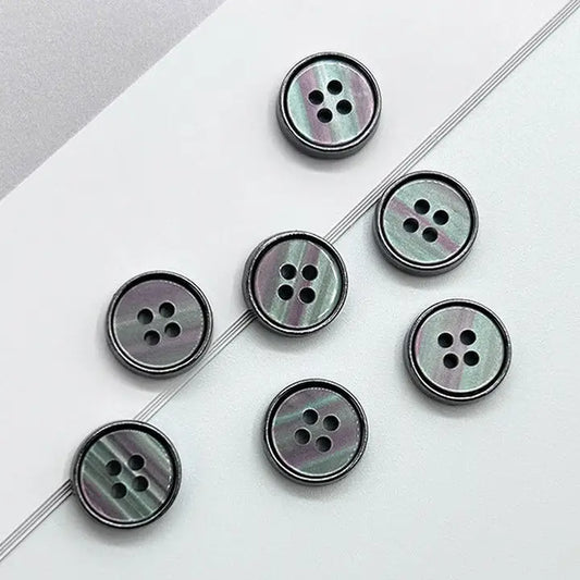 Iridescent-Inlay 4-Hole Buttons (10.8mm), Pack of 10