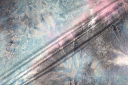Double Brushed Jersey Knit: Tiedye in Charcoal/Pink/Blue
