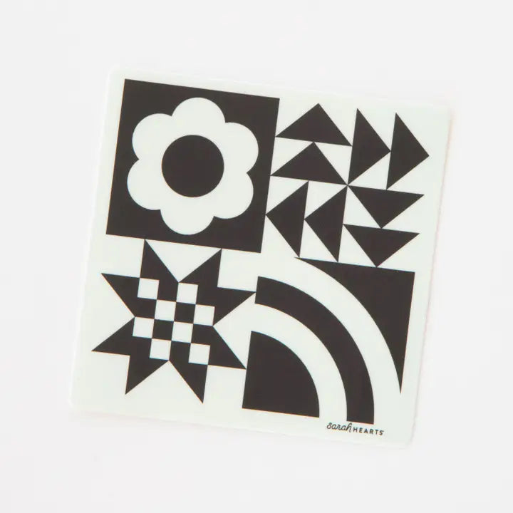 Black and White Quilt Block Vinyl Sticker