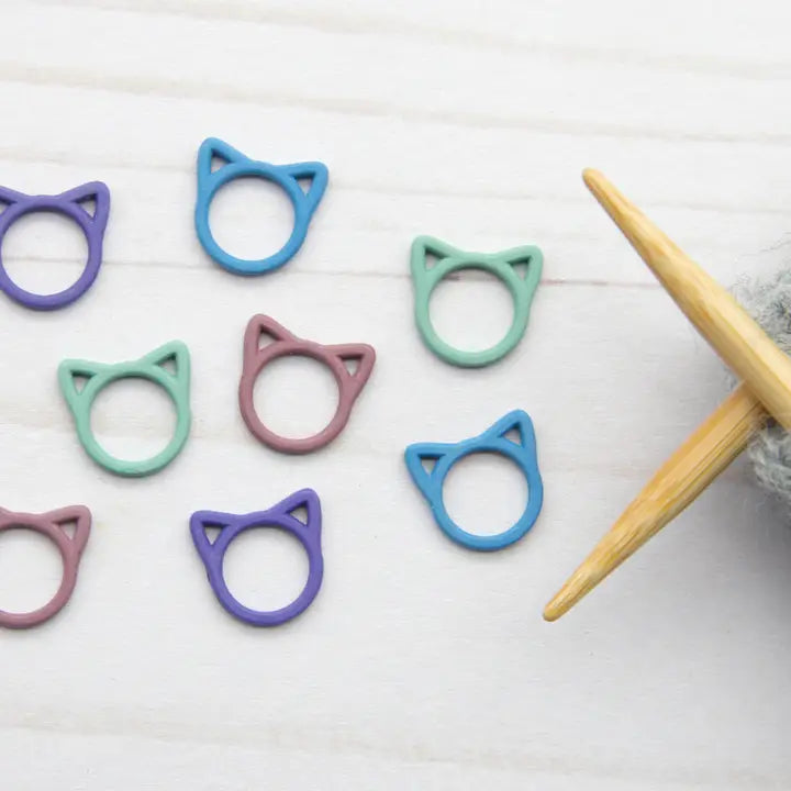 Colorful Cat Closed Ring Stitch Markers