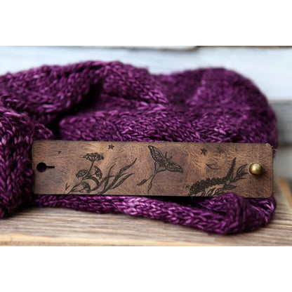 Luna Moth Moon & Stars Leather Shawl Cuff with Bronze Stud