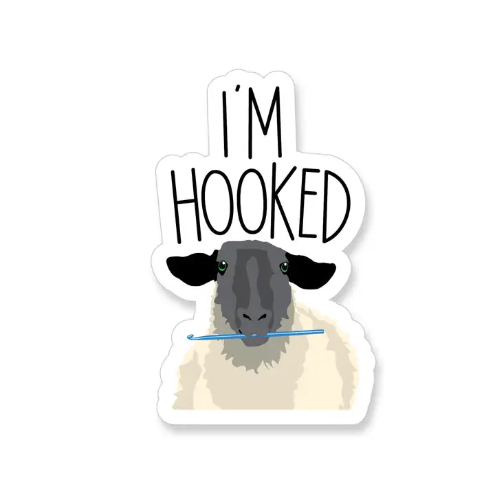 I'm Hooked Crocheting Sheep Vinyl Sticker