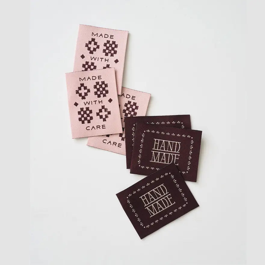 Made with Care Sketchy Quilt Pink Woven Garment Labels