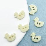 Duck-Shaped Glossy 2-Hole Buttons in Yellow, Pack of 10
