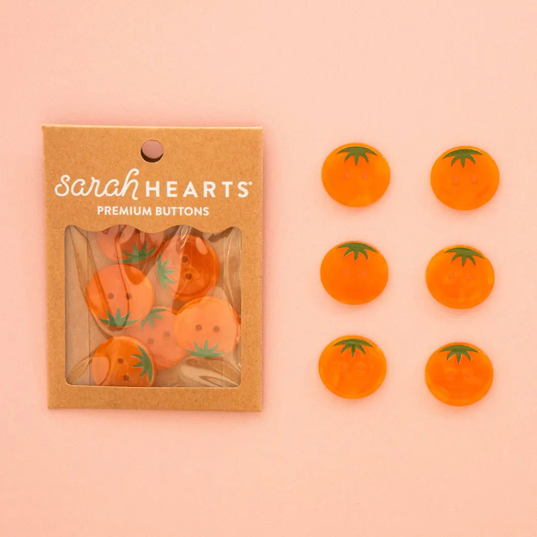 Sarah Hearts Labels: Orange Heirloom Tomato Buttons- Multiple Sizes