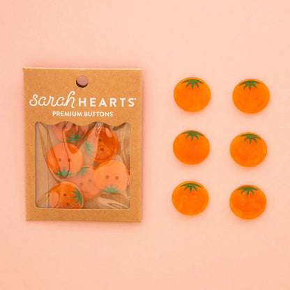 Sarah Hearts Labels: Orange Heirloom Tomato Buttons- Multiple Sizes
