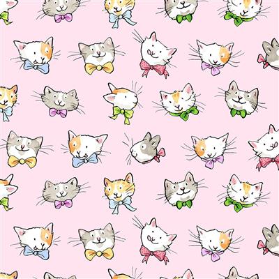 Let's Bake: Brushed Flannel Cat Faces in Pink