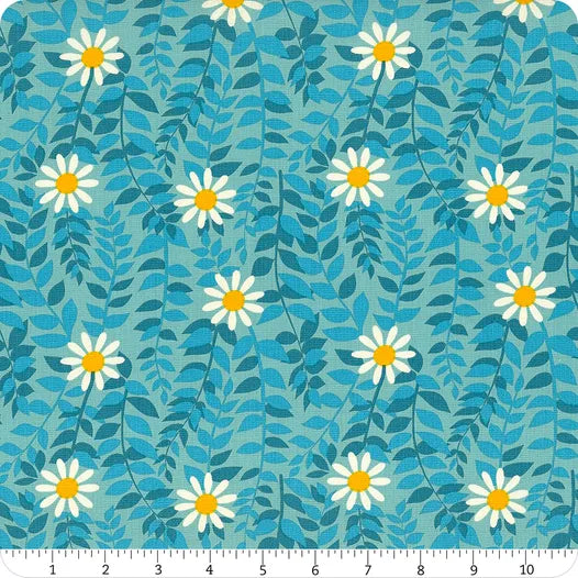 Flowerland: Daisies in Turquoise