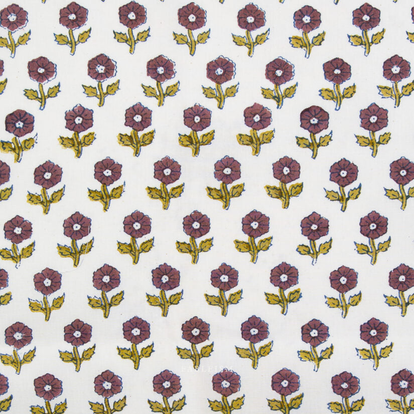 Indian Block Prints: Flowerling in Eggplant