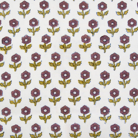 Indian Block Prints: Flowerling in Eggplant