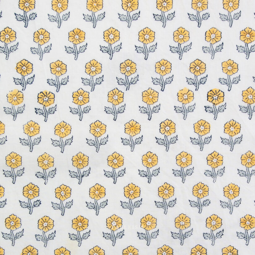 Indian Block Prints: Flowerling in Yellow