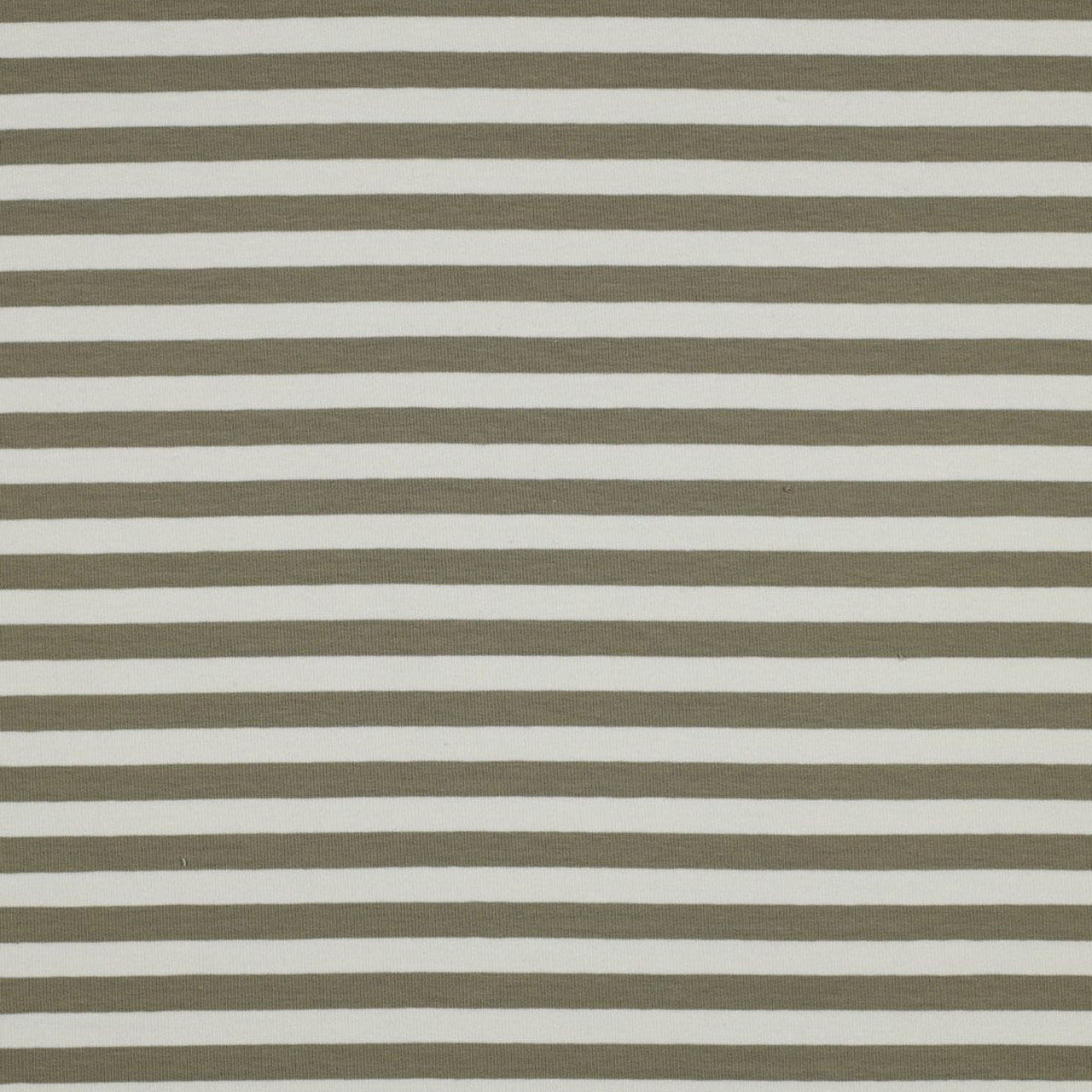 French Terry: Yarn Dyed Stripes in Moss Green/Off-White