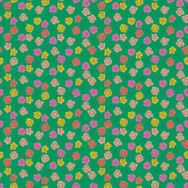 Floral Dance: Garden Rose in Green